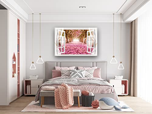 Cao Gen Decor Art-Ah40169 Wall Art Canvastrees And Pink Rose Paintings Printed Pictures Stretched And Framed Ready To Hang For Home Decorations Kithchen Bedroom Office Wall Decor Artwork 24X36Inch #TOP3