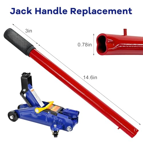 XJVSS 2 Ton Jack Handle Replacement, Horizontal Hydraulic Jack Handle Replacement Kit with Gloves, Anti-Slip Grip Steel Jack Lifting Handles for Most Vehicles, Car Accessories (Red) by XJVSS - Used condition - Image 2