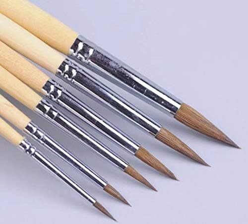 XDT 966 Mini Highlighter Paint Brush Artist Pin Point Painting Brushes Set 6 Piece Mixed Red Sable Weasel Hair #1#3#5#7#9#11, Fine Detailing & Rock Painting, Acrylic Watercolor Oil Art, Scale Models.