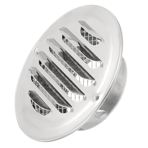 PATIKIL Soffit Vents 3.1 Inch, Stainless Steel Louvered Grille Cover Vent Flat Ducting Air Vent with Screen Mesh for HVAC Home Bathroom Office Ventilation