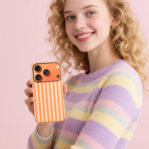 flewfun Magnetic for iPhone 17 Pro Max Case Cute Stripes Phone Case, Orange by flewfun - Used condition - Image 7