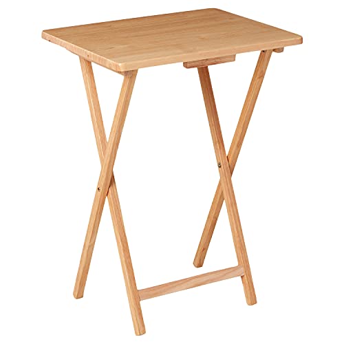 Unibos Indoor &Outdoor Tea Coffee Snacks Garden Camping TV Laptop Portable Folding Sturdy and Durable Rubber Wood Table (Natural)