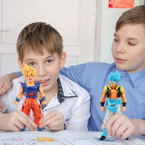 Huanmin 2 Stücke Go-ku Figuren, 18cm Go-ku Anime Figur Statue, super Saiyajin Actionfiguren, Cartoon Figuren Spielzeug Desktop Dekorationen für Kinder Geburtstag Geschenk