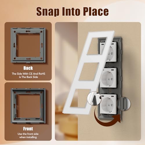 BSEED Steckdose mit USB C(5 V 2.1A),Unterputz Steckdose (Typ C und Typ C),16A 250V 3 Fach Wandsteckdose,2*USB C Einbausteckdose Geeignet f&uuml;r Phone,Pad-228mm*86mm,Wei&szlig;