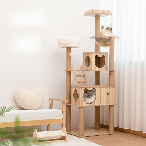 流木キャットタワー【空の部屋】高さ180cm キャットタワー 木製 据え置き 高さ180cm 木登りタワー