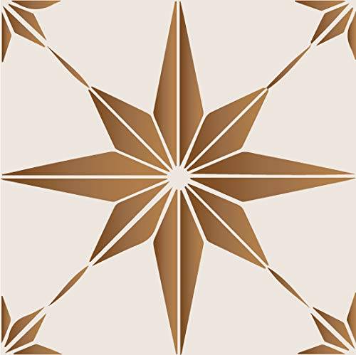 Tile Stickers By Mi Alma 24 Pcs Talavera Wall Stencils Wall Stickers Peel And Stick Easy Application – Ideal For Bathroom, Kitchen Wall Tile Decals (Star Tile 2, 5X5 Inch) #TOP4