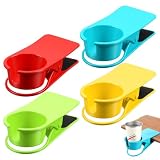 Afcabakila 4Pcs Drinking Cup Holder Clip on Cup Holder Beach Plastic Drink Clamp for Secure Grip Adirondack Chair Desk Cups Holders for Water Beverage Coffee Mug 8.5 x 8.3 x 4.7 Inch