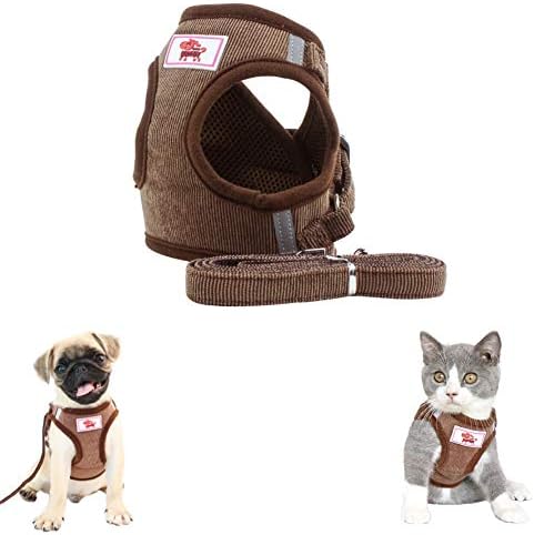 FEimaX Dog Harness for Small Dogs Cats No Pull Pet Vest Harnesses and Leash Set Reflective Adjustable Step-in Jacket Escape Proof Walking Harness for Puppy Kitten
