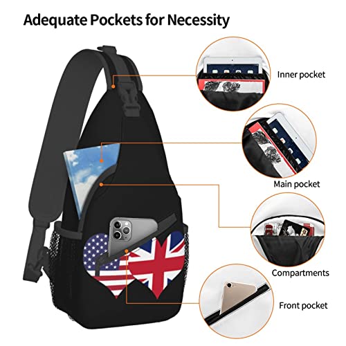 Mochila tipo bandolera unisex con bandera EUA y Reino Unido miniatura 5