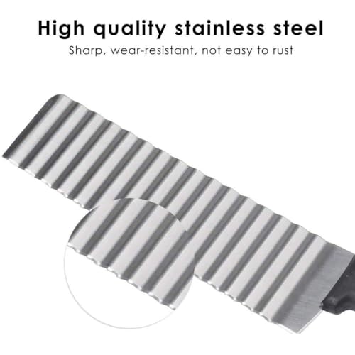 Image of Stainless Steel Potato Cutter Crinkle Chopper - French Fries, Chips, and Vegetable Cutter with Nylon Handle - Wave Cutting Knife for Carrots, Salad, and More (1 Piece)