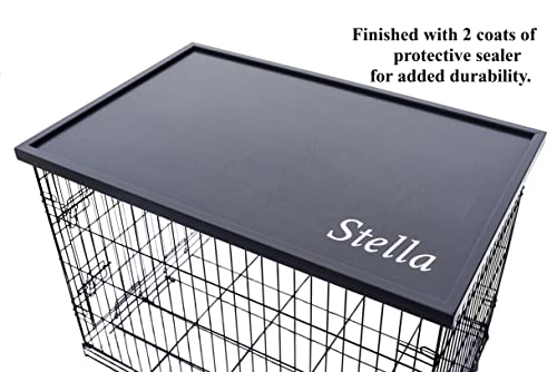 Dog Crate Cover Wood-Dog Kennel Wood Table Top-Dog Crate Furniture-Dog Kennel Furniture-Dog Crate Topper Wood-Dog Kennel Cover (42" X 28" (Cover Size 44" X 30"), Ebony Stain) #TOP1