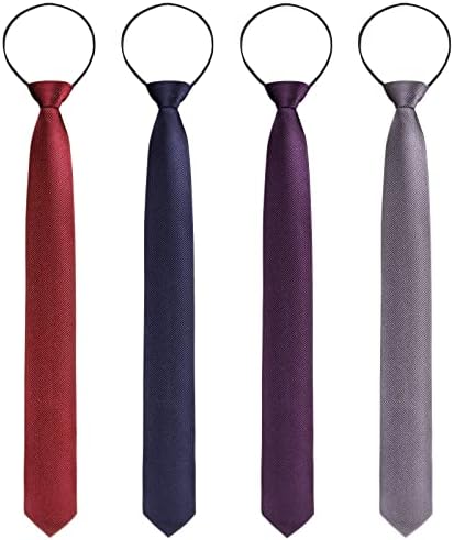 Xinnun 4 Pieces Zipper Ties for Men Adjustable Men's Neckties Zip on Tie for Zipper Skinny Necktie Clip on Slim Tie