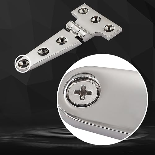 Laorde 316 Stainless Steel T Hinges Marine Grade 4'' x 2" Heavy Duty Boat Hatch Hinge (100 mm X 54 mm) 4 Pack Casting Cabinet Hardware Door Hinge with Screws by Laorde - Used condition - Image 6