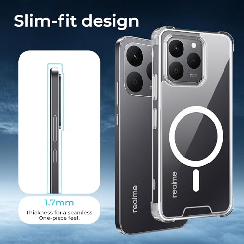 Image of A rtistque Clear Back Cover Case for Realme Narzo 90 / Realme 15T 5G | Compatible with Mag-Safe | Premium Cover | Shockproof TPU Bumper | Slim Protective Design | Poco M8 Back Cover - Transparent