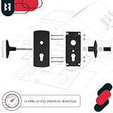 KOTARBAU® Uchwyt do bramy garażowej, 76 x 173 mm, elementy montażowe, zestaw klamek do bramy z szyldem, brama garażowa, okucie bramy stalowe
