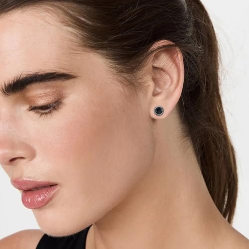 KQ&TTENG 18K Black Gold Plated Round Black Zircon Stud Earrings for Mens Womens Pierced Mens Earrings Jewelry Gift for Father's Day Gifts3