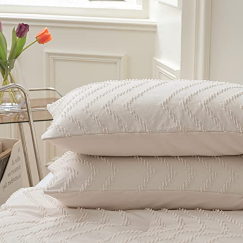 Sleepbella King Comforter Set, Cream Farmhouse Bedding Comforter, Vertical Tufted Design,King Bed Comforter Set Lightweight And Fluffy (King,104" W X 90" L, 3 Pieces) #TOP3