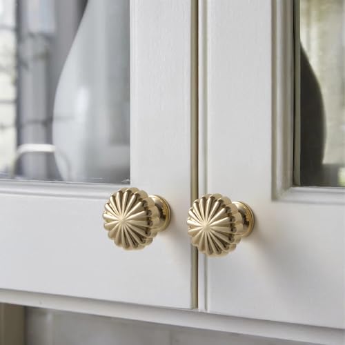 YAGU Modern 6 Pack Polished Brass Dresser Drawer Knobs 1-1/5 Inch Bright Gold Kitchen Cabinet Pulls Round Solid Hardware for Cupboard Wardrobe Closet by YAGU - Used condition - Image 2