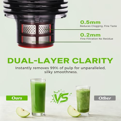 Cold Press Juicer, Juicer Machines with 5.3" Wide Feed Chute, Slow Masticating Juicer for Whole Fruits and with Vegetables High Yield (Gray) by YOYDS - Image 5