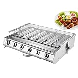 CHANGLKJ Parrilla Comercial De Gas LPG, Cocina De Barbacoa De Gas con Parte Superior Plana, Diseño De Control De Temperatura Independiente Y Altura De Parrilla Ajustable, Duradera, para Exteriores