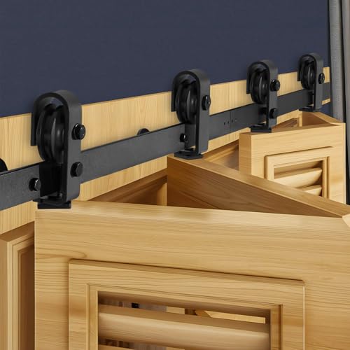 VEVOR Bi-Folding Sliding Barn Door Hardware Track Kit, 60" Top Mount Track Kit, Slide Smoothly & Quietly, Heavy Duty, Easy to Install, Suitable for Four 14" Closet Pantry Laundry Doors (Not Included) by VEVOR - Used condition - CA$40.71
