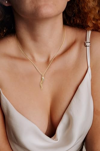 Gold Necklace for Women 14K Gold Pendant Necklaces for Women Trendy Inspired by the Classic Italian Cornicello Talisman Charm Italian Horn Necklace for Womens3