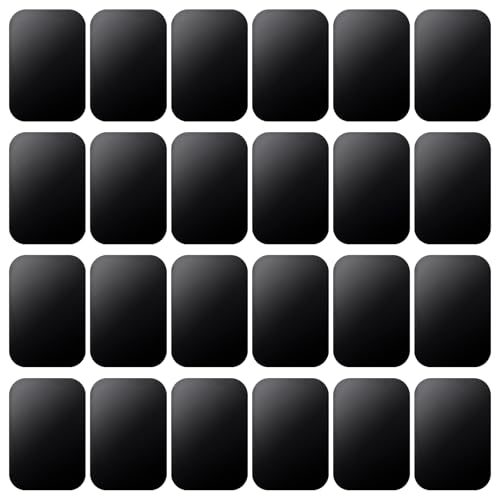 Aecsze 24 Pack Replacement Metal Plates for Magnetic Car Mount - 2.55x1.77 in Adhesive Metal Plates for Magnetic Mount, Magnetic Plate for Phone Case & Car Mount (Matte Black)