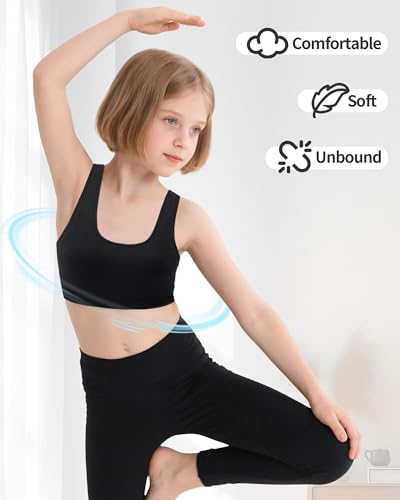 iMucci Sports Bra for Girls U-Shaped Training Bra with Removable Pads Scoop Neck for Teens Kids Yoga Sports Dance Bra4