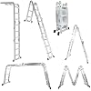 LUISLADDERS Folding Ladder Multi-Purpose Aluminium Extension 7 in 1 Step Heavy Duty Combination EN 131 Standard (12 Feet)