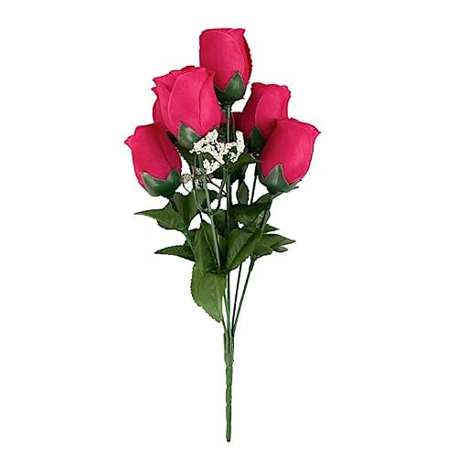 84 Fuchsia Silk Rose Buds - 12 Bushes - Artificial Flowers Wedding Party Centerpieces Arrangements Bouquets Supplies