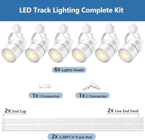 Bravsekai LED Track Lighting Kits, PAR20 Track Lighting Heads with 2x3.28Ft H Type Track Lights Rails, 4000K Natural Light Indoor Spotlight Fixtures by Bravsekai - Image 2