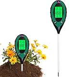 4 in 1 Bodenmessgerät, pH Messgerät Erde, Boden Feuchtigkeitsmessgerät Pflanzen, Digitales Bodentest Messgerät mit PH/Temperatur/Feuchtigkeit/Licht für Gartenarbeit, Landwirtschaft, Outdoor Pflanzen
