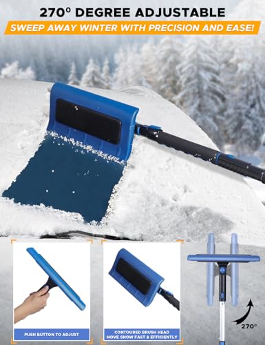 Image of EcoNour 49 inch Snow Broom with Ice Scraper for Car Windshield & Windows