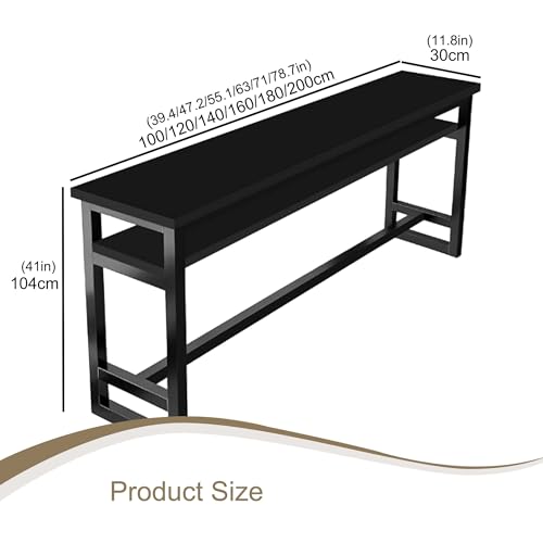 Mesa de altura de mostrador rectangular en madera maciza y metal para cocina 4