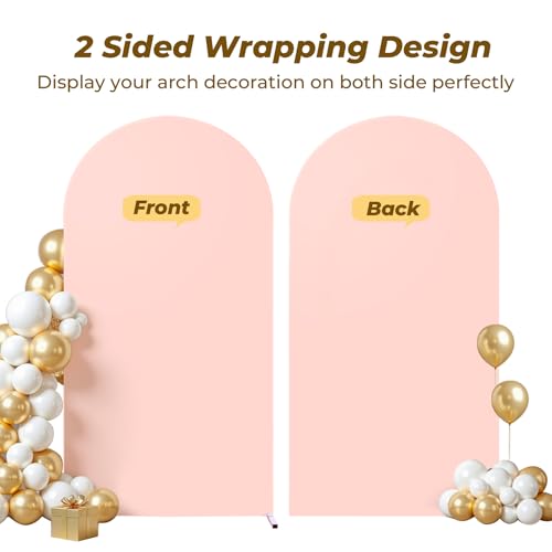 6 ft Arch Backdrop Cover Pale Pink - Double-Sided Spandex Arch Covers Stretchy Backdrop for Balloon Arches Birthday Party Baby Shower Banquet Wedding Photo Background by FrohFest - Used condition - Image 3