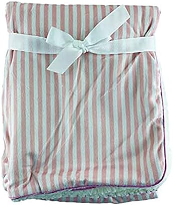 Baby Blanket Sherpa Fleece for Girl  Cot Blanket for Newborn to Toddler  Pink & White Stripes