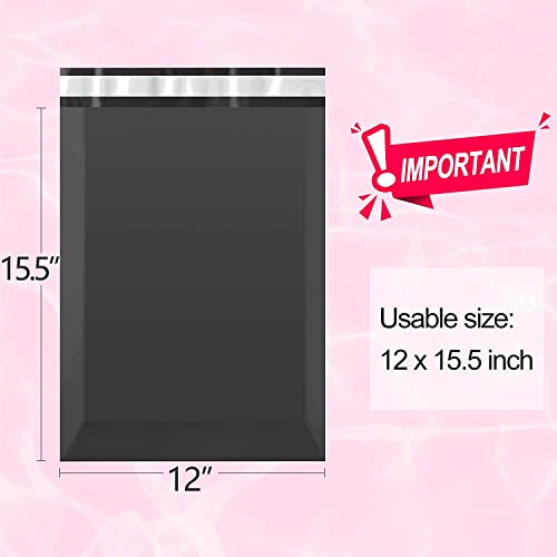 Famagic 12X15.5 Poly Mailers Shipping Bags - 100Pcs Black Mailers Bags, Waterproof Self Seal Shipping Envelopes, Tear-Proof Packaging Bags #TOP3