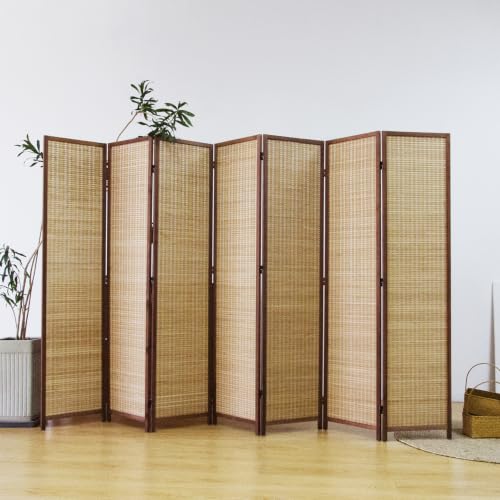 Furnnylane 7 Panel Bamboo Room Divider Screen, Brown Folding Privacy Screen by Furnnylane - Used condition - Image 3