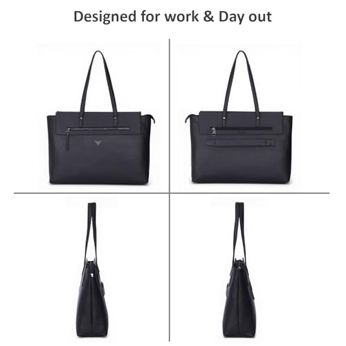 Image of Premium Women's Laptop Tote Bag | Handcrafted Leatherette Shoulder Handbag | 2 Pocket Stylish Office & Casual Carry Bag