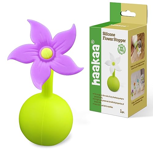 Image of haakaa Flower Stopper Breastpump Stopper Manual Breast Pump Silicone Flower Stopper 100% Food Grade Silicone BPA PVC and Phthalate Free 1 pc, Purple