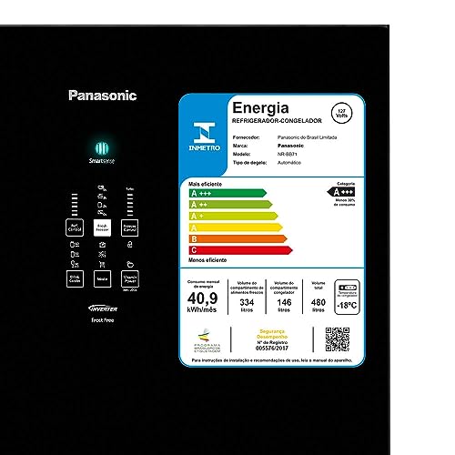 Geladeira Panasonic Frost Free 480L A+++ Black Glass – NR-BB71GVFB
