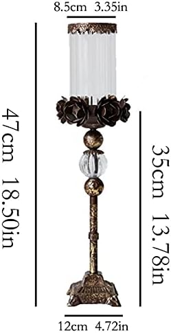 candle-holder Cast Iron Glass Flower Candle Holder Old Retro Table Decoration Candle Light Dinner Props Home Living Room Bedroom Decoration candlestick