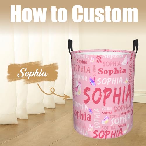 Image of Custom Name Laundry Hamper, Personalized Laundry Basket with Name for Boys Girls Kids Men Women, Customized Name Dirty Clothes Basket Gifts for Clothes Toy Bathroom Bedroom Laundry Room Dorm