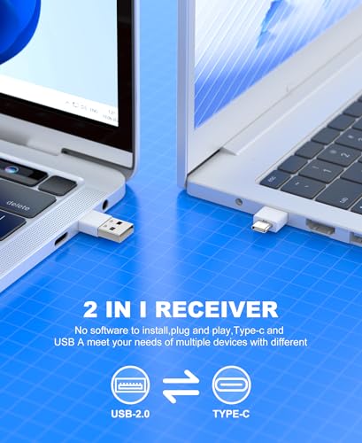 Image of DinoFire White USB C Presentation Clicker Wireless Presenter Remote for PowerPoint Presentations,Volume Control PPT Slide Advancer for Mac Laptop PC Computer