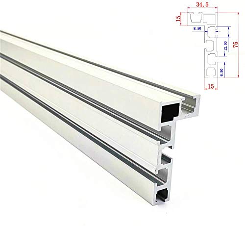 NOBGP T-Slot Track Aluminio Backer de carpintería Sierra para Trabajo de Madera Banco de Trabajo de Bricolaje para Valla 75mm Altura con T-Tracks JIgs de construcción,800mm