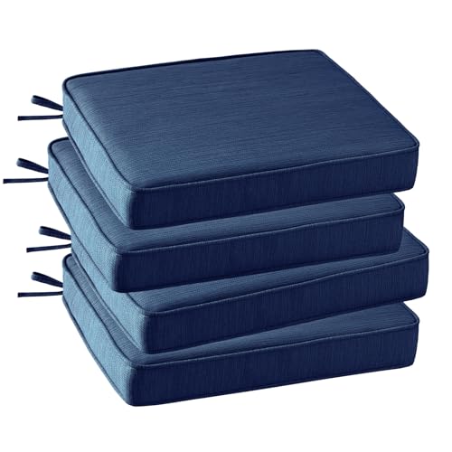 Supdurplus Outdoor Square Corner Seat Cushion, 18.5"x16"x3", Set of 4, Non Slip Seat Cushion Pads with Removable Cover for Patio Furniture, Garden Yard Lawn, Navy