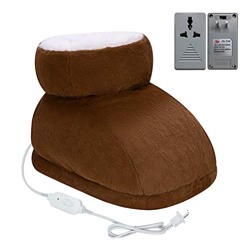 ITODA Electric Foot Warmer Heating Back Feet Higher Ankle Warming Relax Muscles Bedroom Office Under Desk 2 Temperature Settings Shoes for Plantar Fasciitis with Voltage Converter (110V to 220V)