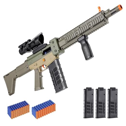 Realistic Toy Gun for Nerf Guns Darts, Foam Blaster - with Scope 100 Soft Bullets 3 Magazines, Semi-Auto Sniper Rifle Electric Machine Guns for Boys 12 Age for Kids and Adults