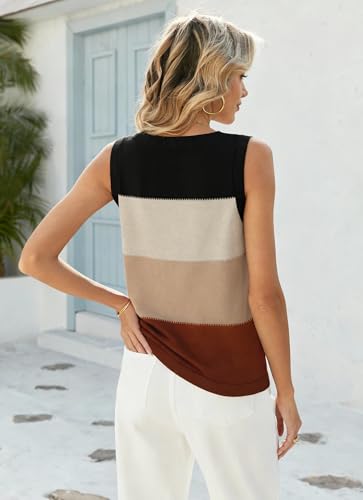 Zeagoo Damski tank top bez rękawów, dzianina, okrągły dekolt, na lato, do noszenia na co dzień, Wielokolorowy – tw638, L