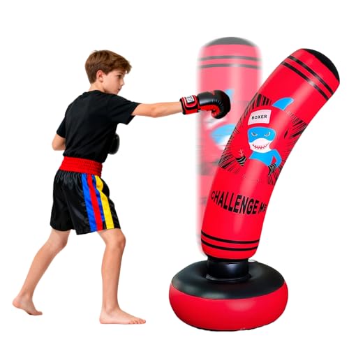Sacco da Boxe da Terra,120cm Sacco Box Bambino Allenamento Boxe,Punching Ball Bambini e Ragazze Età 3-12 per Praticare Karate,Taekwond MMA,Taglia S